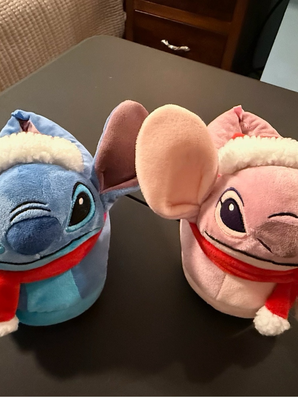Disney Blue and Pink Stitch and Angel Inspired Plush Slippers